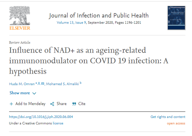 哈佛科学家推荐NAD+，作为COVID-19的预防和治疗措施